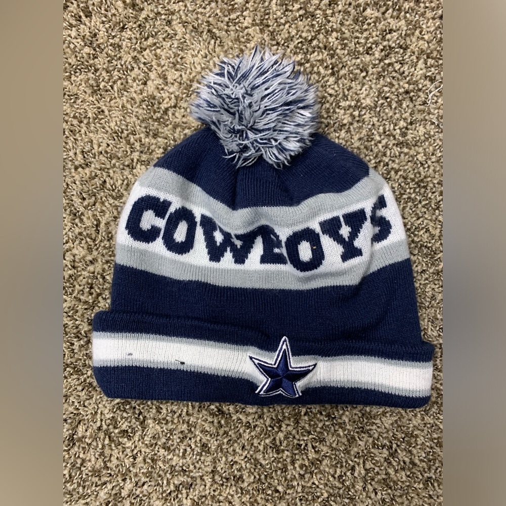NFL Dallas Cowboys retro cuffed knit beanie with a pom
